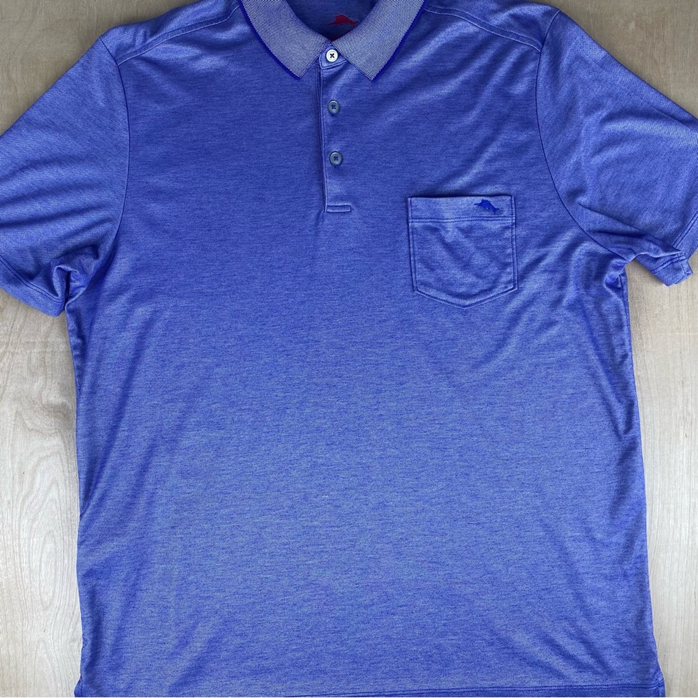 Tommy Bahama Mens XL Polo Shirt Pima Cotton Front Pocket Royal Blue